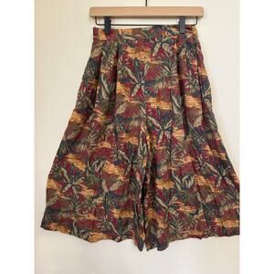 Vintage Southern Lady Safari Giraffe Rayon Culottes Skirt Pants USA 9/10